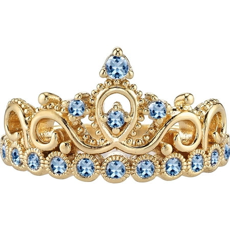 - 14K Yellow Gold Blue Topaz Crown Ring (December) (7)