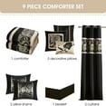 thumbnail image 4 of Nanshing Renee 9 Piece Traditional Floral Comforter Set, Black Gold, Queen, 4 of 6