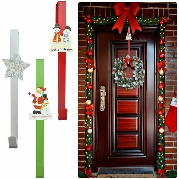 3 Piezas Gancho para Corona de Navidad de Hierro Forjado Gancho para Colgar Corona Gancho para Puerta Gancho para Colgar Guirnalda para Corona Decoración navideña-Estrella Muñeco de Nieve Papá Noel