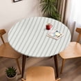 thumbnail image 5 of Sage Green Stripes Elastic Fitted Round Table Cover Vertical Striped Waterproof Outdoor Tablecloth for Holiday Party, Picnic, Patio & Dining Fits Tables Up to 36"-44", 5 of 8