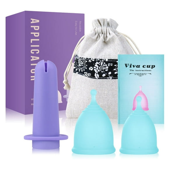 Reusable Feminine Menstrual Cup Booster Silicone Feminine Hygiene Product A99 Blue 1L + 1S + Purple Booster + Booster Packaging