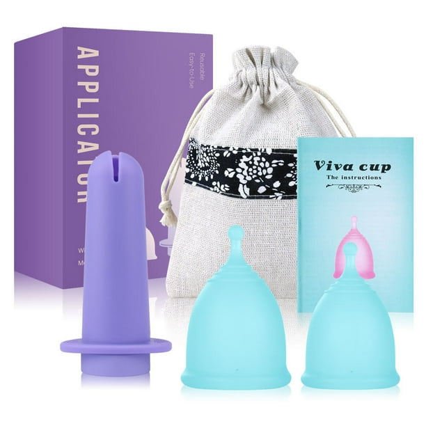 Reusable Feminine Menstrual Cup Booster Silicone Feminine Hygiene Product A99 Blue 1L + 1S + Purple Booster + Booster Packaging
