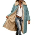 thumbnail image 6 of Women's Winter Warm Coats Oversized Faux Shearling Fleece Long Jackets Long Sleeve Lapel Full Zip Thermal Puffer Jacket Outwear (M, Mint Green), 6 of 8