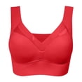 thumbnail image 3 of YWDJ Bras for Women Plus Size Push up Closure in Back Lounge Bras Wirefree Comfortable Bras Wide Strap Full Coverage Wrap Bras Padded Plus Size Comfort Bras Solid Sleep Bras Red 5XL, 3 of 5