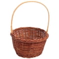 thumbnail image 1 of 1PC Mini Decorative Basket Handmade Weaving Props Basket Easter DIY Activity Basket Creative Knitting DIY Basket Props Micro Desktop Decoration for Home School (Handle Round Light Brown), 1 of 5