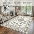thumbnail image 3 of CCTFS Area Rugs for Living Room Bedroom Dining Room, Machine Washable Large Print Boho Vintage Tribal Aesthetic Carpet, Stain Resistant Floor Cover, Non Slip Low Pile Kitchen Rugs (Beige 5x7ft), 3 of 7