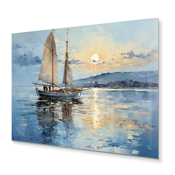 Designart "Reflecting on Sailing Boats I" Nautical & Beach Metal Wall Art