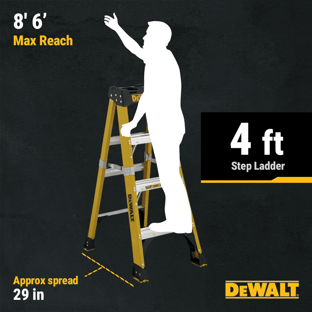 DeWalt 4-Foot Fiberglass Step Ladder, 375-Pound Load Capacity, Type IAA, DXL3410-04
