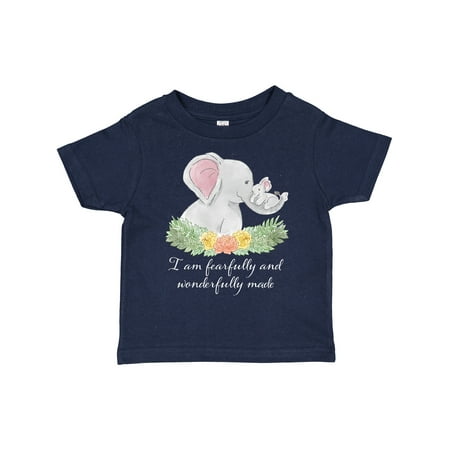 

Inktastic I Am Fearfully and Wonderfully Made Elephants and Flowers Gift Toddler Boy or Toddler Girl T-Shirt