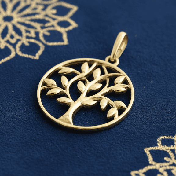 Vinali 14K Solid Yellow Gold Tree of Life Pendant for Women & Teens