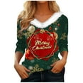 thumbnail image 2 of Lroveb Christmas Shirts for Women Holiday Tops Long Sleeve Faux V Neck T Shirt Xmas Tree Snowflakes Graphic Top Loose Blouse Graphic T Shirts, 2 of 5