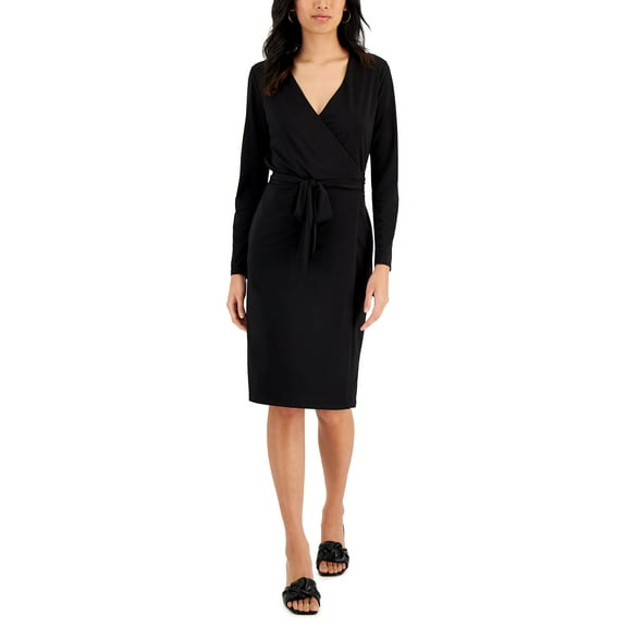Alfani Womens Wrap Dress Black XS