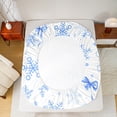 thumbnail image 5 of Homewish Cartoon Bowknot Ribbon Full Size Sheets,Merry Christmas Snowflake Bed Sheets,White Blue Dots Sheet Sets For Girls Boy,Breathable Home Decor,4 Pieces, 5 of 7