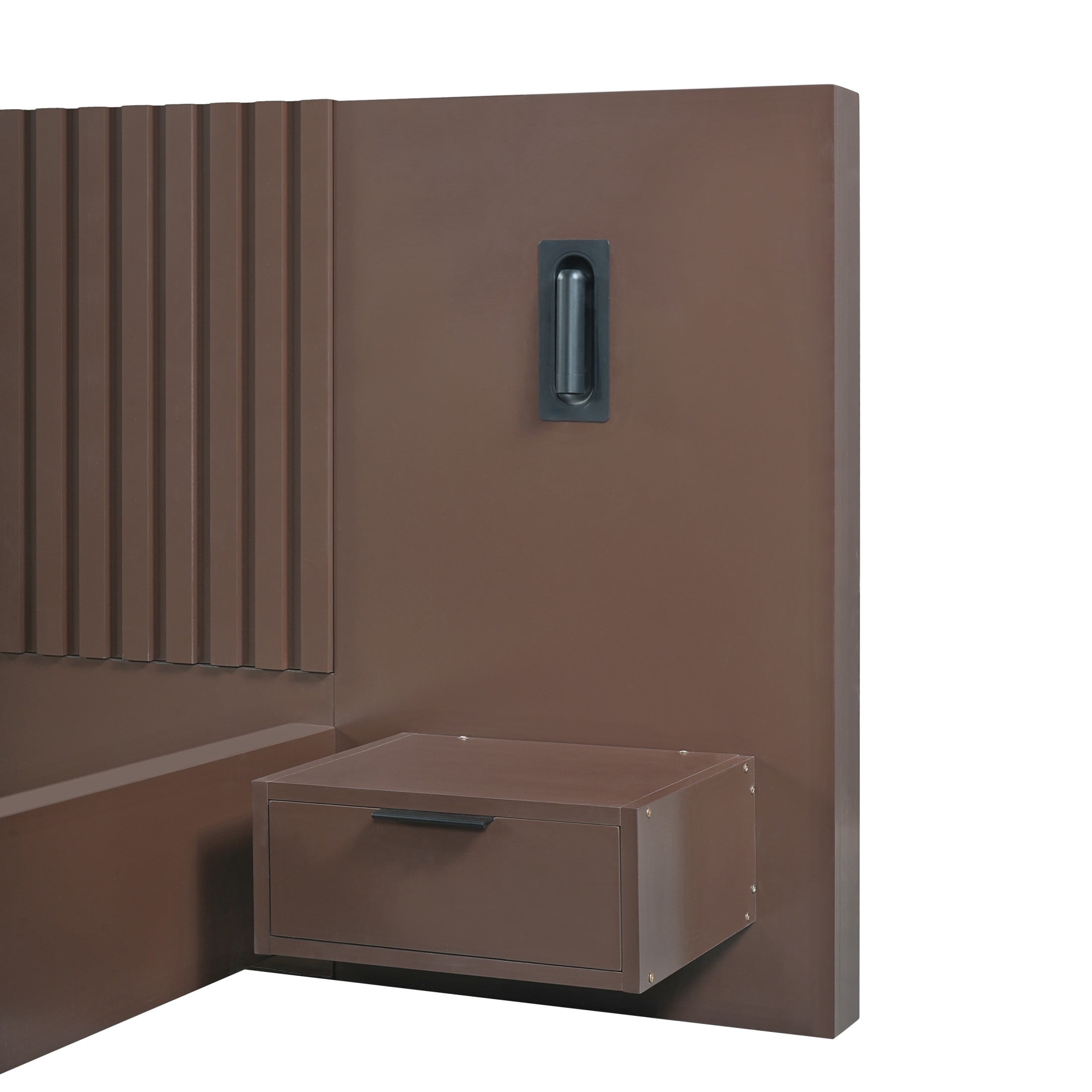 Christopher Knight Home Modern King Wood Platform Bed with Nightstands and Reading Lights, Walnut