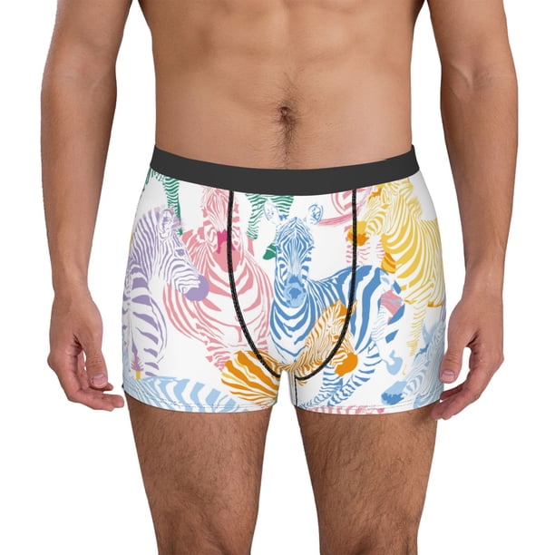 Fotbe Zebra Colourful Calzoncillos Tipo Boxer con Bolsa de Soporte Total para Hombre, X-Temp Fresco, Transpirable y de Secado Rápido-Small