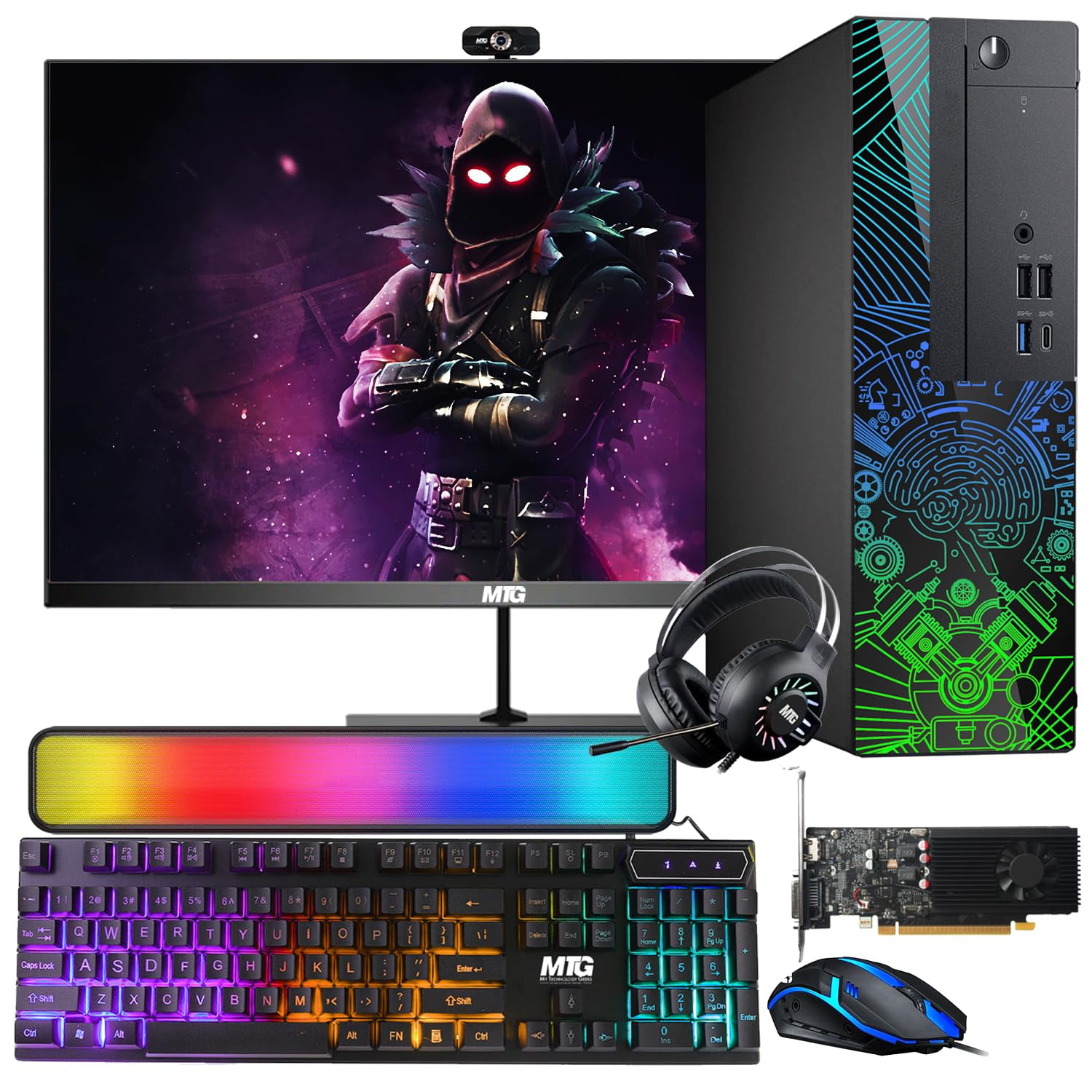 Restored Lumos 8 Gaming Desktop PC,Intel Core i5 8th Gen,16GB RAM,128GB SSD+2TB HDD,AMD RX 550 4GB GDDR5 Graphics Card,22 Inch Monitor,RGB Soundbar,PCI-E Bluetooth|Wi-Fi,RGB Kit,Win 11 Home