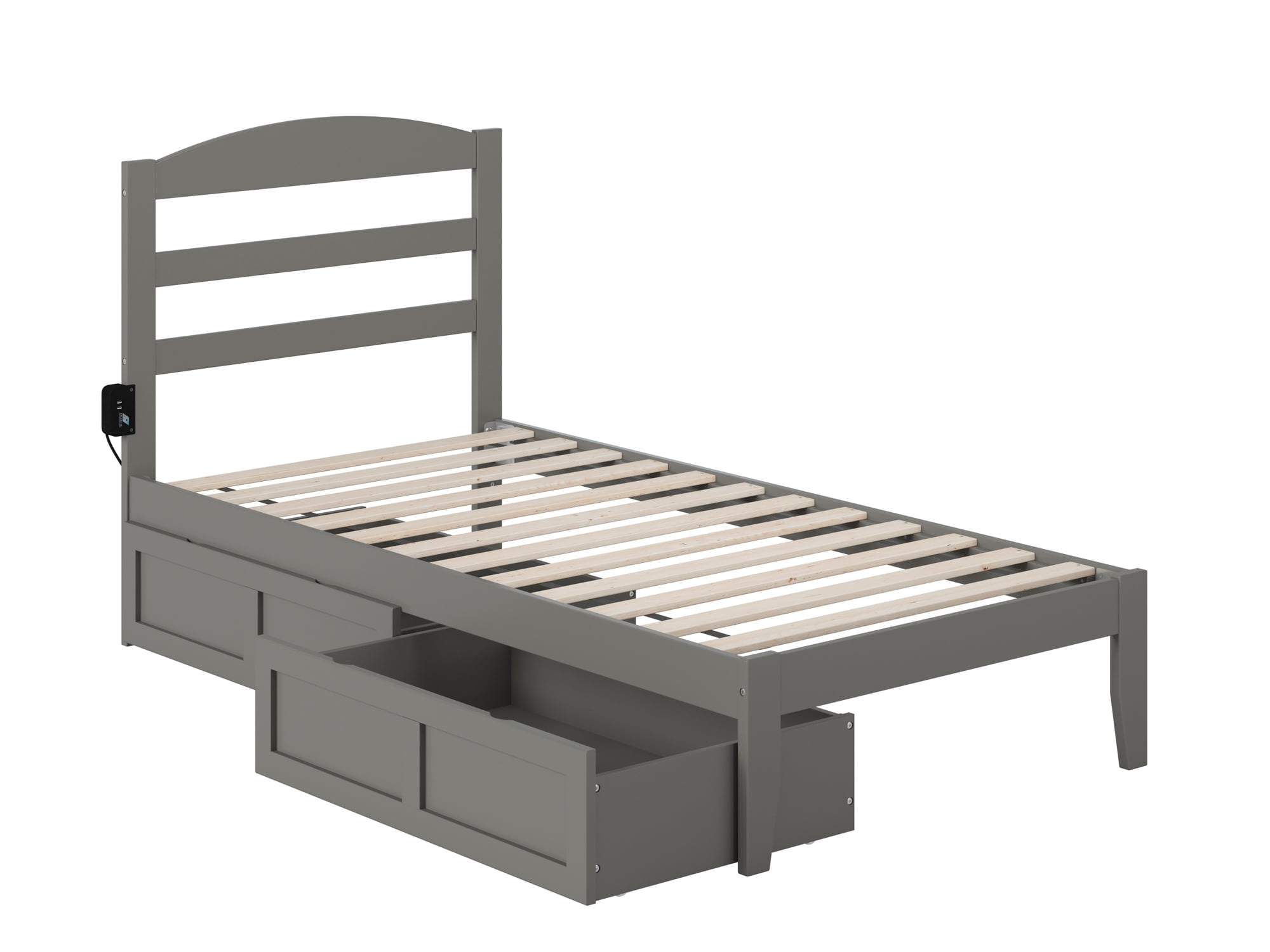 AFI Warren 14" Twin Wood Platform Bed Frame with Set of 2 Storage Drawers, Grey
