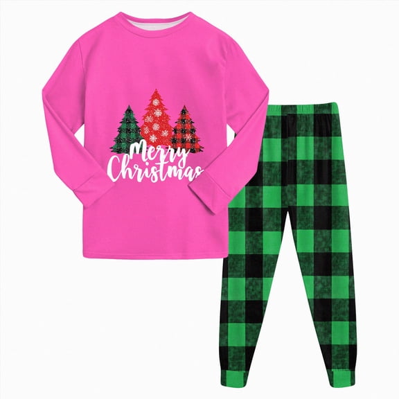 KPVEVIQ Little Big Girls Boys Christmas Pajamas Set Kids Xmas PJs Fall Winter Sleepwear 2 Piece Boys Sleepwear Lounge Clothe,4-5 Y