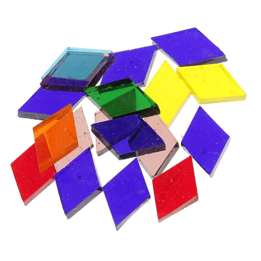 350g Pack Colored Stained Glass Mosaic Tiles Pieces Mixed Shapes for Kids Mosaic Making And kitchen and home Decorations DIY Supplies