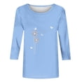 thumbnail image 4 of YanHoo Women 3/4 Sleeve Tops and Blouses 3/4 Sleeve Graphic Tees for Women 3/4 Sleeve Crewneck Loose Fit Top Crewneck Pullover Woman Dressy Tops Sleeve 3/4 Wear To a Party, 4 of 5