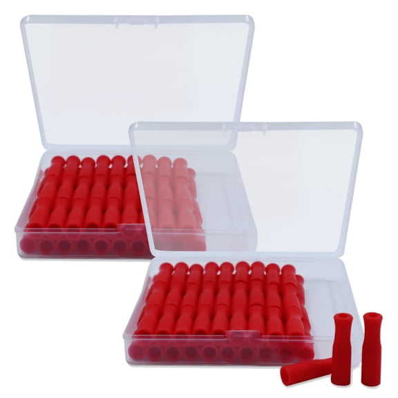 120PCS Silicone Straw Tips With Storage Box, Reusable Straws Tips Covers , Fit Stainless Steel Straws, Prevent Lip Scratches (red)