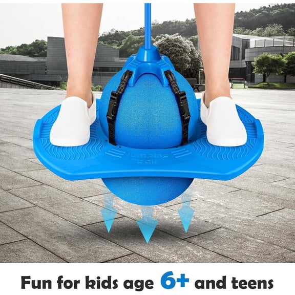 pogo ball, balance jumping ball, Pogo Jumper with Detachable Handle & Pump, Adjustable Bouncing Ball for Indoor Outdoor Activity