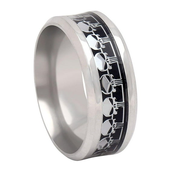 Skulls Wedding Band Ring for Men or Women Goth Punk Biker Ginger Lyne Collection