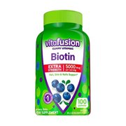 vitafusion Extra Strength Biotin Gummy Vitamins, Blueberry Flavored Biotin Vitamins for Hair, Skin and Nails, 100 Count