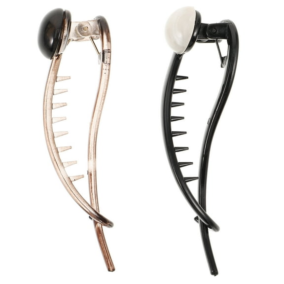 SEWCHICS Plastic Banana Hair Clips Assorted Colors Strong Hold Ponytail Holders 2 Pieces for Women and Girls