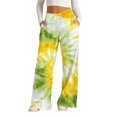 thumbnail image 2 of Endives Womens Sports Pants Tie Dye Printed Wide Leg Jogging Pants Elastic Drawstring High Waist Pants With Pockets, 2 of 7