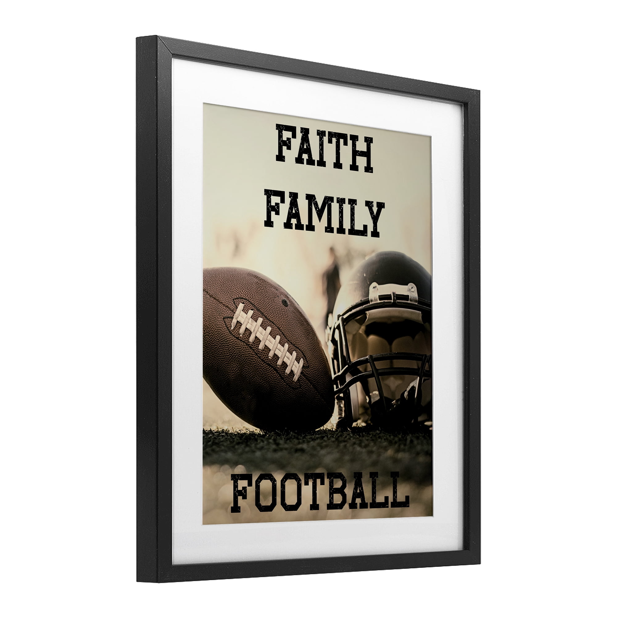Stupell Industries Faith Family Football Black Framed Print Under Glass, design by Jesse Keith