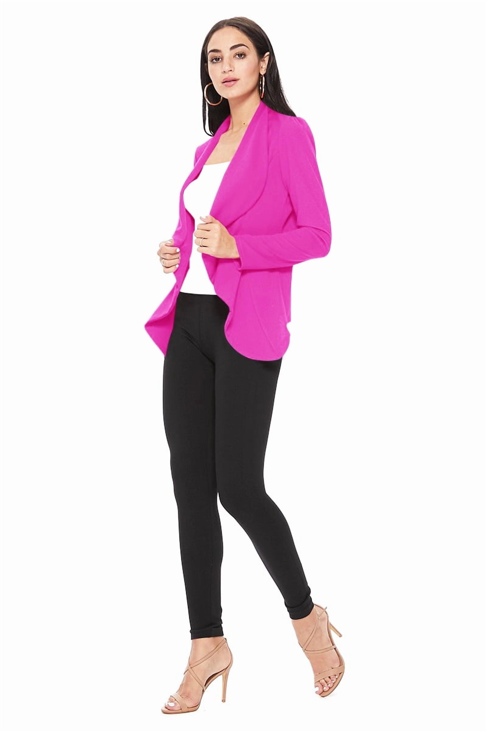 Women's Elegant Solid Stretch Open Front Long Sleeve Blazer Jacket - image 5