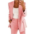 thumbnail image 6 of Arnsht (S-5XL) Plus Size Women Blazer Oversized Long Sleeve Solid Color Lapel Button Business Casual Office Suit Jacket Pink XXXXXL, 6 of 8