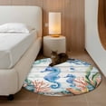 thumbnail image 2 of Round Rugs 3Ft, Seahorse Coastal Round Area Rug Washable Indoor Throw Carpet, Summer Nautical Starfish Coral Grey Wooden Small Non Slip Circle Rug for Bedroom Living Room Home Decor Aesthetic, 2 of 8