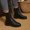 Black, variant on YOUYEDIAN Boots for Women Round Toe Versatile Block Heel Lace-up Fashion Round Toe Ankle Boots Casual Side Zipper Outdoor Non Slip Shoes