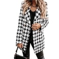 thumbnail image 2 of Chaqueta Informal de Lana con Solapa y Larga para Mujer, con Estampado y Doble Botonadura, A Cuadros Pata de Gallo S, 2 of 10