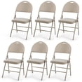 thumbnail image 1 of Costway 6 Pack Folding Chairs Portable Padded Office Kitchen Dining Chairs Beige, 1 of 10