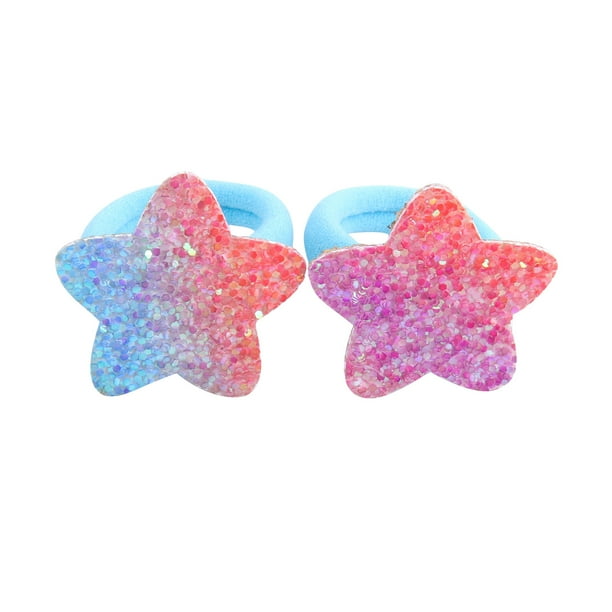 Fiudx Juego de Accesorios para El Cabello, Bandas Elásticas para Toalla de Alta Elasticidad, Coleteros de Goma con Lentejuelas Degradadas, Cómodas Diademas Elásticas, para Uso Escolar, Hogar y Oficin
