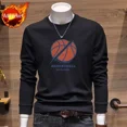 thumbnail image 3 of Sudadera con cuello redondo y estampado de ropa masculina, ajustada y sin capucha, de color negro, de algodón y color pastel, 3 of 5