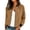 Khaki, variant on Womens Zip Up Bomber Jacket Long Sleeve Faux Suede Coat Ribbed Cuffs Lightweight Outerwear with Pockets Khaki XL