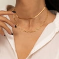 thumbnail image 2 of Silvora Layered Chain Necklaces for Women 14K Gold Plated Elegant Herringbone Paperclip Choker Necklace Stainless Steel Flat Snake Chain Jewelry Gifts for Granddaughter Birthday Mother's Day, 2 of 7