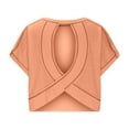 thumbnail image 5 of UQJfacai Women Short Sleeve Workout Shirts Open Back Tops Fall Winter Backless Casual Yoga Y2k Athletic Gym Slouchy Crop Running Tees, 5 of 8