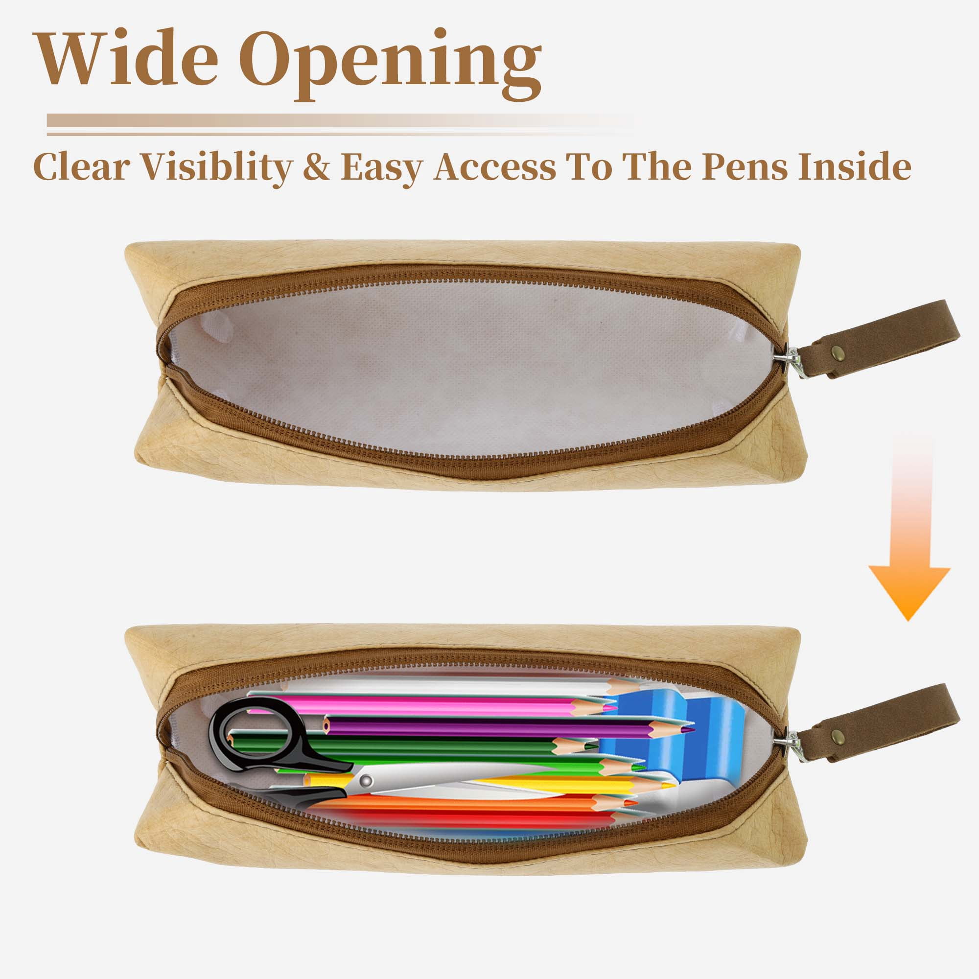 Unique Bargains s Paper Style Aesthetic Pen Bag Organizer Brown