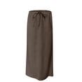 thumbnail image 5 of VBTAPA Women's Summer Linen Maxi Skirt Drawstring Low Waist A Line Casual Skirts Flared Long Skirt Coffee XL, 5 of 7