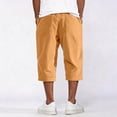 thumbnail image 4 of Dresfit Men's Corduroy Shorts Long Baggy Shorts Summer 2026 Drawstring Multi Pockets Casual Bottoms Elastic Waist Waistband Relaxed Fit Holiday Short Pants L, 4 of 5
