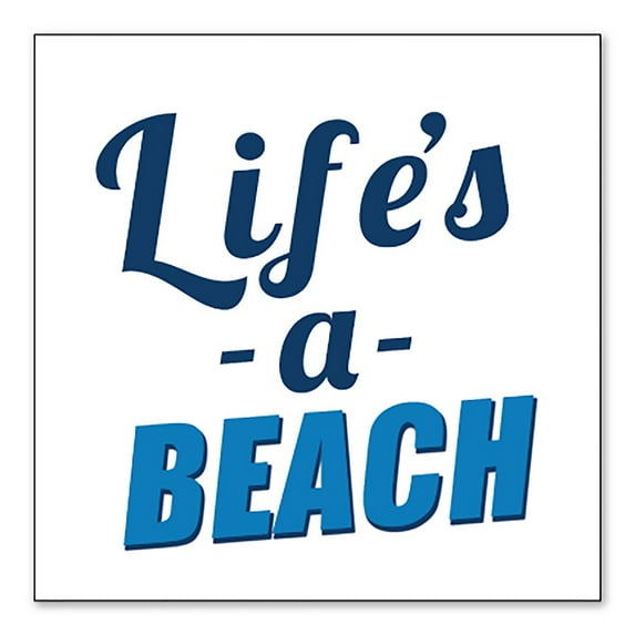 DistinctInk Custom Bumper Sticker - 6" x 6" Decorative Decal - White Background - Life's a Beach