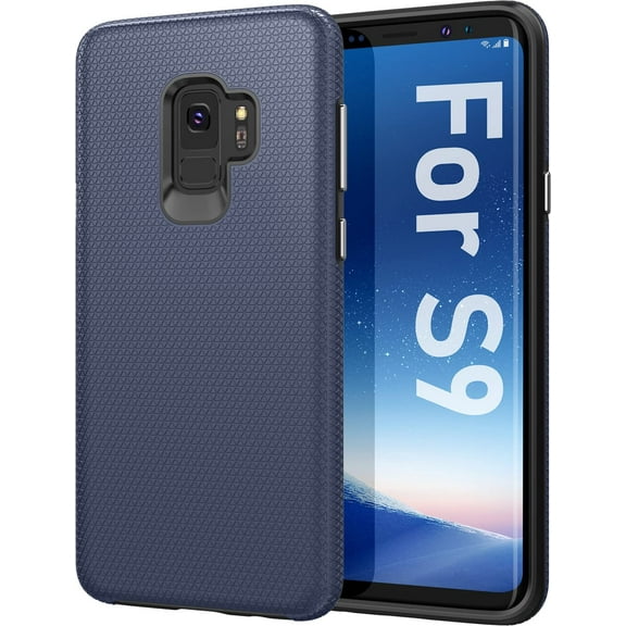 for Samsung Galaxy S9 Case (Not for S9 Plus), Dual Defender Durable Designed Shockproof Anti-Scratch Phone Case, Dual Layer Heavy Duty Protection Cover for Samsung Galaxy S9, Navy Blue