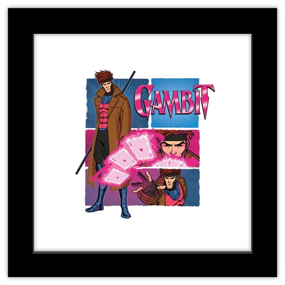 Gallery Pops Marvel X-Men '97 - Gambit Frame Break Wall Art, Black Framed Version, 12" x 12"