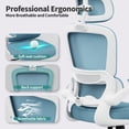 thumbnail image 3 of Silla de oficina TRALT, escritorio ergonómico, 150 kg, con ruedas, color azul cielo, 3 of 9