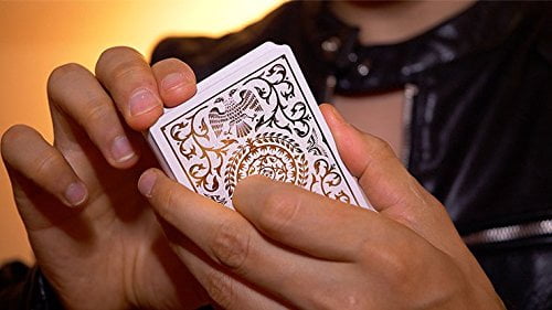 Shin Lim Regalia White Luxury Playing Cards - Poker Size, Gold-Foil Finish, Cartamundi Fine Linen Stock